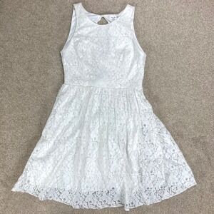 Honey and Rosie Ethereal Lace Overlay Mini Dress Kids 11 White Keyhole Coquette